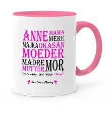 Kişiye Özel Senin Adın Her Dilde Sevgi Pembe Kupa Bardak - 1