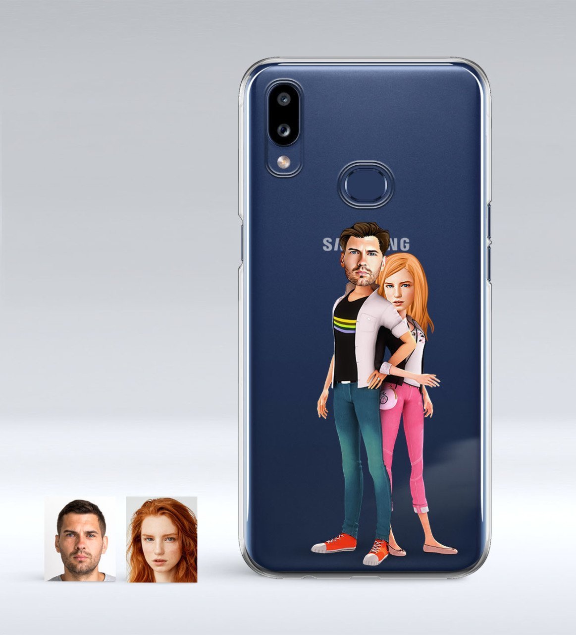 Kişiye Özel Sevgililer Karikatürlü Samsung Galaxy A10s İnce Şeffaf Silikon Telefon Kapağı-39