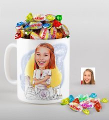 Kişiye Özel Bayan Mimar Karikatürlü Kupa ve Haribo Fruitbons Şeker Hediye Seti-1