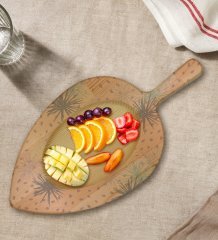 BK Gift Modern Art Tasarımlı Yaprak Şeklinde Doğal Ahşap Servis ve Sunum Tabağı Model 6