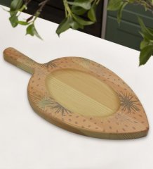 BK Gift Modern Art Tasarımlı Yaprak Şeklinde Doğal Ahşap Servis ve Sunum Tabağı Model 6