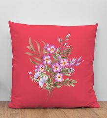 BK Gift Çiçek Tasarımlı Kırmızı Kırlent Yastık, Arkadaşa Hediye, Ev Dekorasyonu, Ev Hediyesi-3