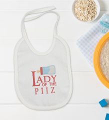 BK Kids Lady Of The Piiz Tasarımlı Beyaz Bebek Mama Önlüğü-1