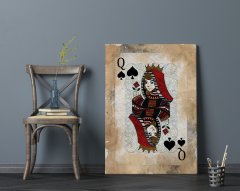 BK Home İskambil Maça Kız Tasarımlı Kanvas Tablo 70x100cm-1