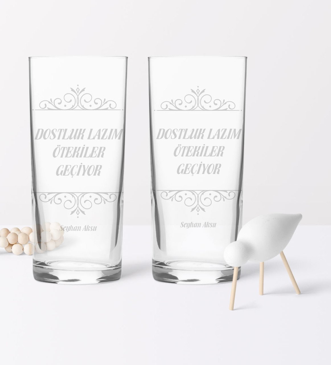 Kişiye Özel İkili Dostluk Lazım Ötekiler Geçiyor Rakı Bardağı Seti