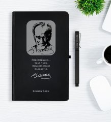 Kişiye Özel Atatürk Temalı Siyah Defter Kalem Hediye Seti - 2