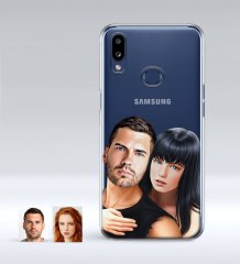 Kişiye Özel Sevgililer Karikatürlü Samsung Galaxy A10s İnce Şeffaf Silikon Telefon Kapağı-37