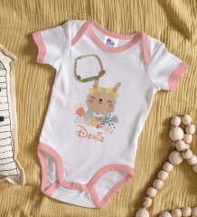 BK Kids Kişiye Özel İsimli Pembe Bebek Body Zıbın ve Kız Bebek Künyesi Hediye Seti-14