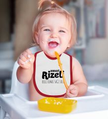 BK Kids Dikkat Rizeli Tasarımlı Kırmızı Bebek Body Zıbın ve Mama Önlüğü Hediye Seti-1