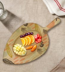 BK Gift Modern Art Tasarımlı Yaprak Şeklinde Doğal Ahşap Servis ve Sunum Tabağı Model 5