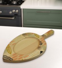 BK Gift Modern Art Tasarımlı Yaprak Şeklinde Doğal Ahşap Servis ve Sunum Tabağı Model 5