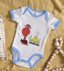 BK Kids No Problem Tasarımlı Mavi Bebek Body Zıbın-1