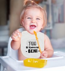 BK Kids Koverun Beni Tasarımlı Beyaz Bebek Mama Önlüğü-1