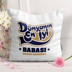 Kişiye Özel Dekoratif Beyaz Yastık (Babalar Günü Temalı) 15-T