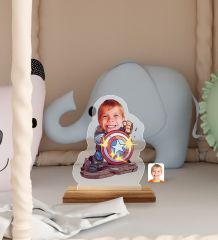 BK Gift Kişiye Özel Çocuk Süper Kahraman Karikatürlü Ahşap Standlı Pleksi Biblo-3