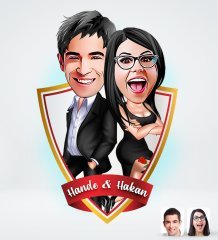 Kişiye Özel Sevgililer Tasarımlı Dijital Karikatür-6