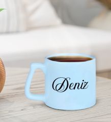 BK Gift Kişiye Özel İsimli Pastel Mavi Middle Kupa Bardak-27, Arkadaşa Hediye, Ev Hediyesi, Doğum Günü Hediyesi, Ofis Hediyesi