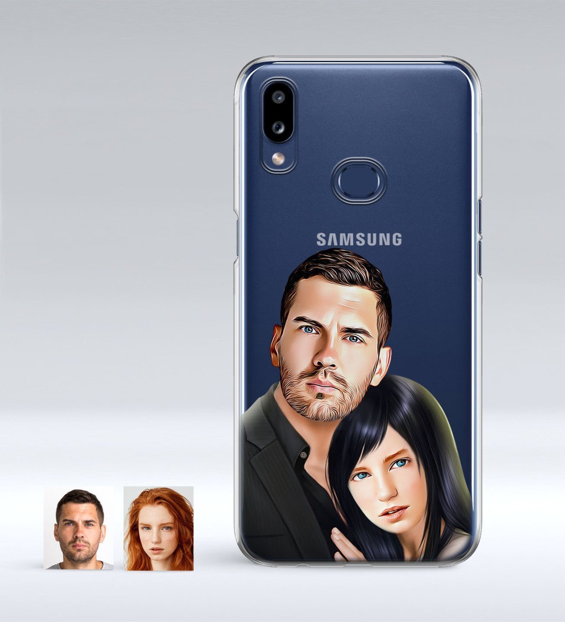 Kişiye Özel Sevgililer Karikatürlü Samsung Galaxy A10s İnce Şeffaf Silikon Telefon Kapağı-36