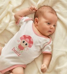 BK Kids Kişiye Özel İsimli Pembe Bebek Body Zıbın ve Kız Bebek Künyesi Hediye Seti-10