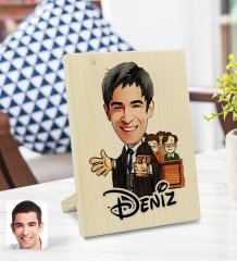 Kişiye Özel İsimli Erkek Avukat Karikatürlü Dekoratif Ahşap Çerçeve Model 2
