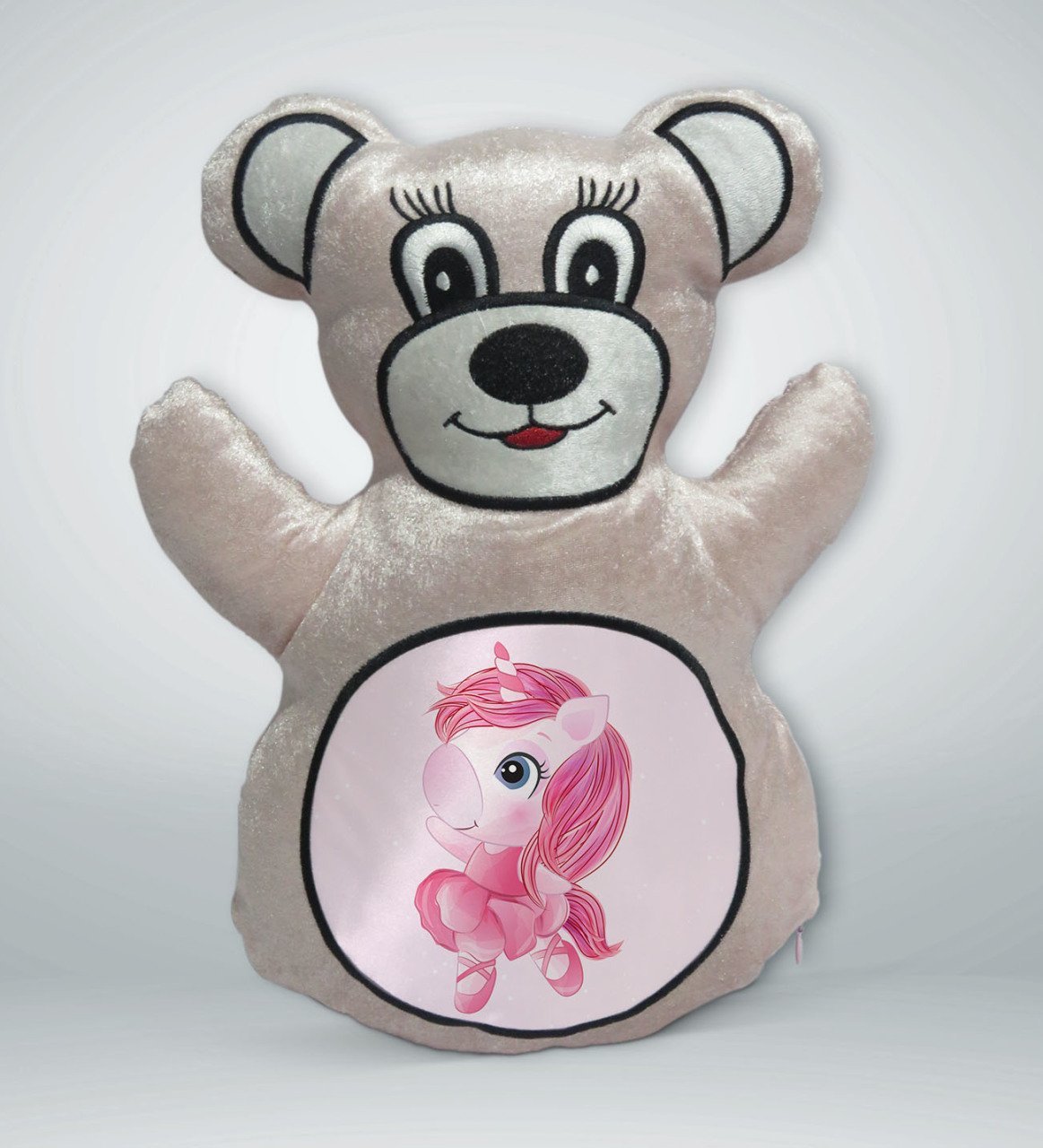 BK Gift Unicorn Tasarımlı Krem Ayıcık Yastık-3