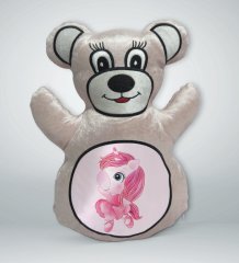 BK Gift Unicorn Tasarımlı Krem Ayıcık Yastık-3