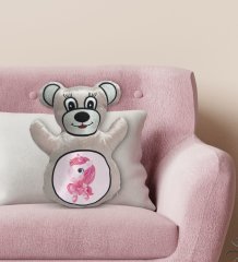 BK Gift Unicorn Tasarımlı Krem Ayıcık Yastık-3