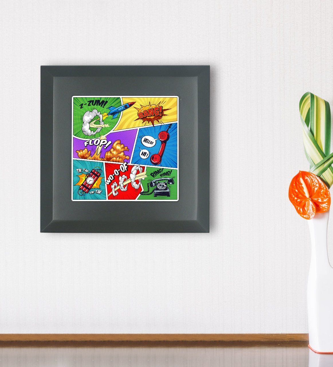 BK Gift Pop Art Tasarımlı Ahşap Çerçeveli Taş Duvar Dekoru-3