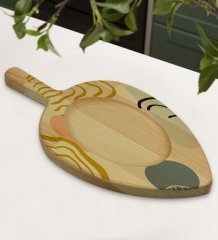 BK Gift Modern Art Tasarımlı Yaprak Şeklinde Doğal Ahşap Servis ve Sunum Tabağı Model 4