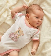 BK Kids Kişiye Özel İsimli Pembe Bebek Body Zıbın ve Kız Bebek Künyesi Hediye Seti-6