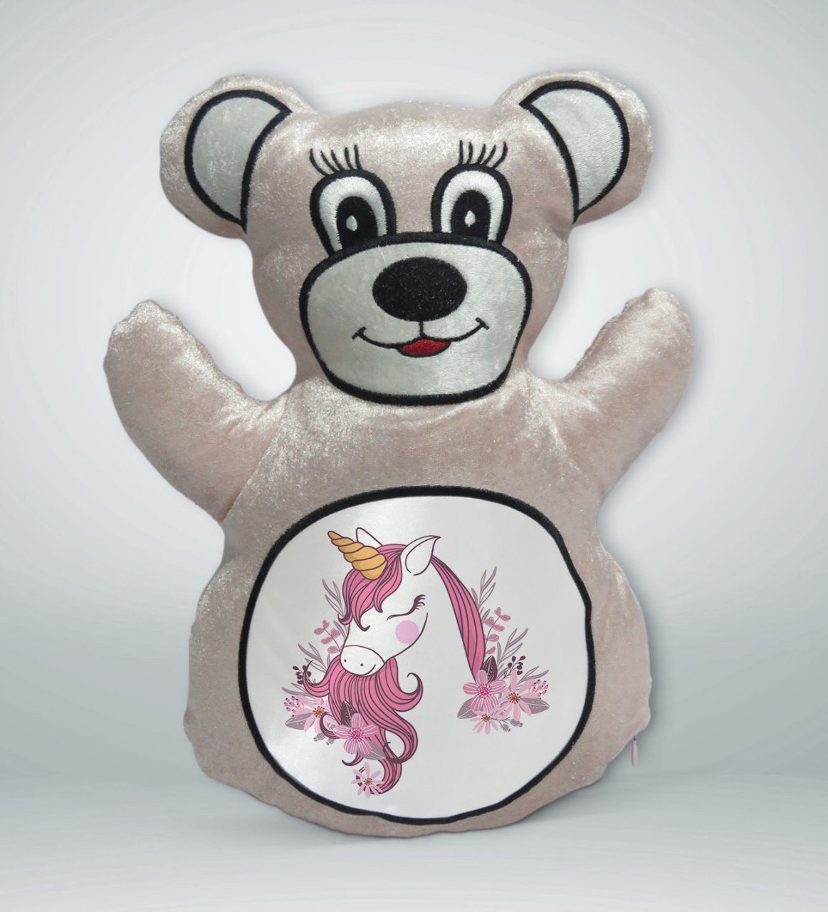 BK Gift Unicorn Tasarımlı Krem Ayıcık Yastık-2