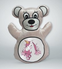 BK Gift Unicorn Tasarımlı Krem Ayıcık Yastık-2