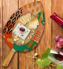 BK Gift Modern Art Tasarımlı Yaprak Şeklinde Doğal Ahşap Servis ve Sunum Tabağı Model 3
