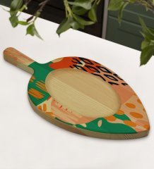 BK Gift Modern Art Tasarımlı Yaprak Şeklinde Doğal Ahşap Servis ve Sunum Tabağı Model 3