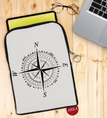 BK Gift Pusula Tasarımlı Taşınabilir Koruyucu Tablet Kılıfı & Organizer Çanta - Siyah-2