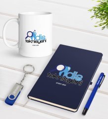 Kişiye Özel Diş Teknisyeni Temalı Lacivert Defter Kalem Kupa 32gb USB Bellek Hediye Seti-1