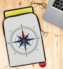 BK Gift Pusula Tasarımlı Taşınabilir Koruyucu Tablet Kılıfı & Organizer Çanta - Siyah-1