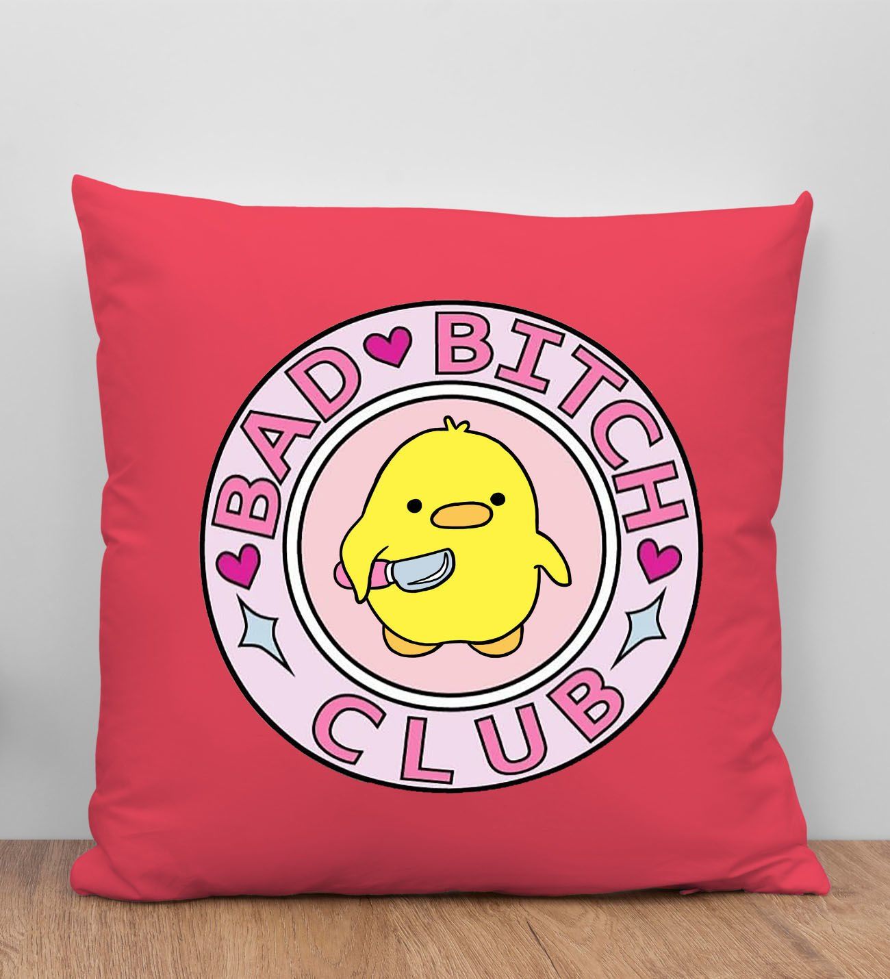 BK Gift Bad Bitch Club Tasarımlı Kırmızı Kırlent Yastık, Arkadaşa Hediye, Ev Dekorasyonu, Ev Hediyesi-1