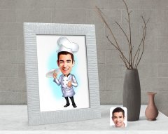 Kişiye Özel Erkek Şef Karikatürlü Dekoratif Çerçeve-4