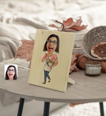 Kişiye Özel Ev Hanımı Anne Karikatürlü Dekoratif Ahşap Çerçeve Model 3