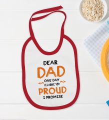 BK Kids Dear Dad Tasarımlı Kırmızı Bebek Body Zıbın ve Mama Önlüğü Hediye Seti-1