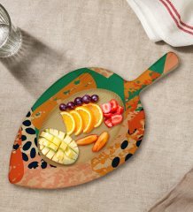 BK Gift Modern Art Tasarımlı Yaprak Şeklinde Doğal Ahşap Servis ve Sunum Tabağı Model 1
