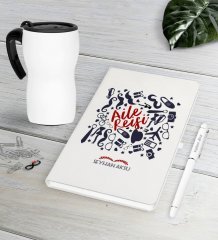 Kişiye Özel Aile Reisi Beyaz Defter Kalem Termos Mug Seti