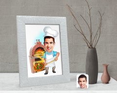 Kişiye Özel Erkek Kebapçı Karikatürlü Dekoratif Çerçeve-1