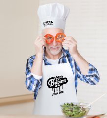 Kişiye Özel Yakışıklı Babam Erkek Mutfak Önlüğü ve Aşçı Şapkası Seti-2