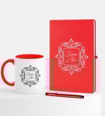 Kişiye Özel İsimli Kırmızı Defter Kalem Kupa Seti - 1