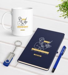 Kişiye Özel Diş Hekimi Temalı Lacivert Defter Kalem Kupa 32gb USB Bellek Hediye Seti-4