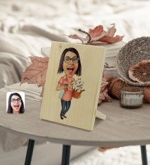 Kişiye Özel Ev Hanımı Anne Karikatürlü Dekoratif Ahşap Çerçeve Model 2
