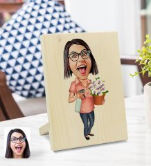 Kişiye Özel Ev Hanımı Anne Karikatürlü Dekoratif Ahşap Çerçeve Model 2