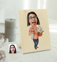 Kişiye Özel Ev Hanımı Anne Karikatürlü Dekoratif Ahşap Çerçeve Model 2